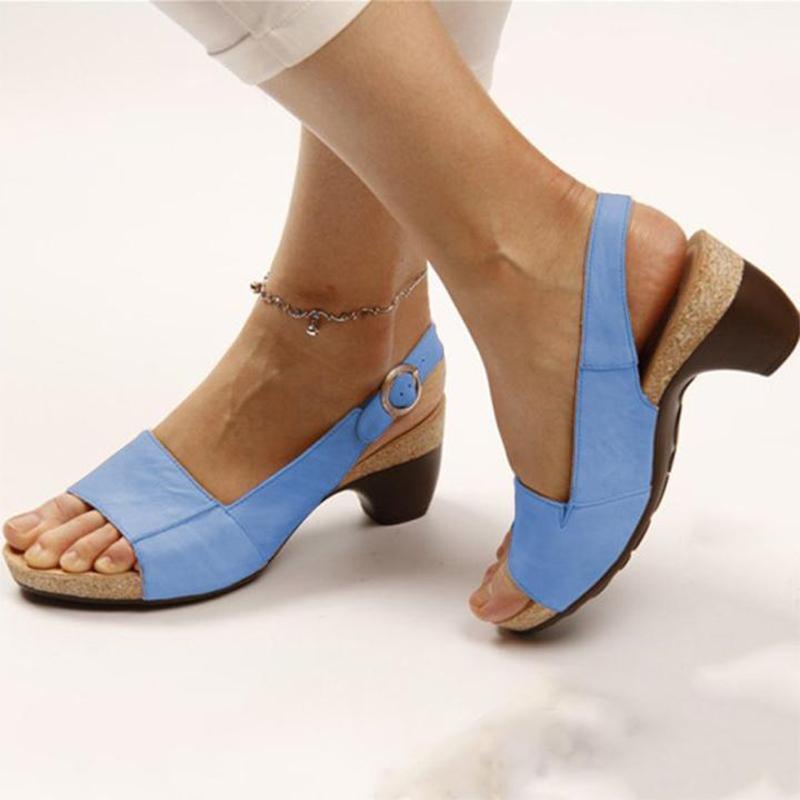 Elegante og Komfortable Sandaler med Lav og Tykk Hæl for Kvinner