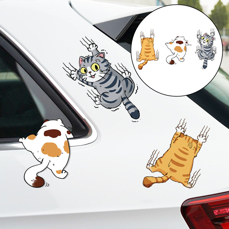 Cute Cat Cartoon Decal Car Stickers, 3 stk
