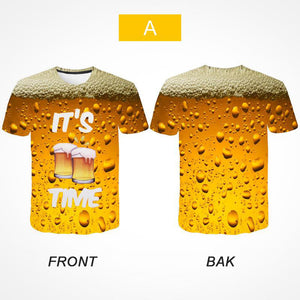 Kortermet T-skjorte med et fasjonabelt 3D-utskrift av ølbobler